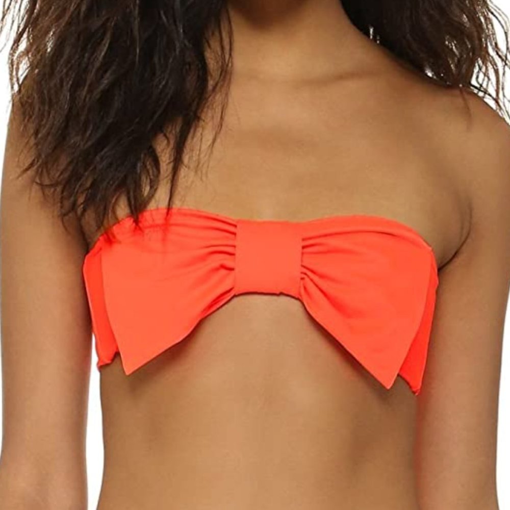 Lolli Red Bow Tie Bandeau Bikini Top Women's Sz M